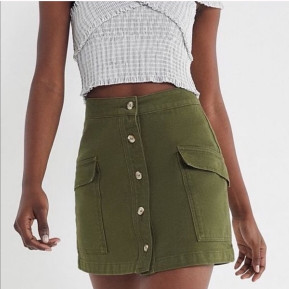 Urban Outfitters BDG Green Button Front Mini Skirt